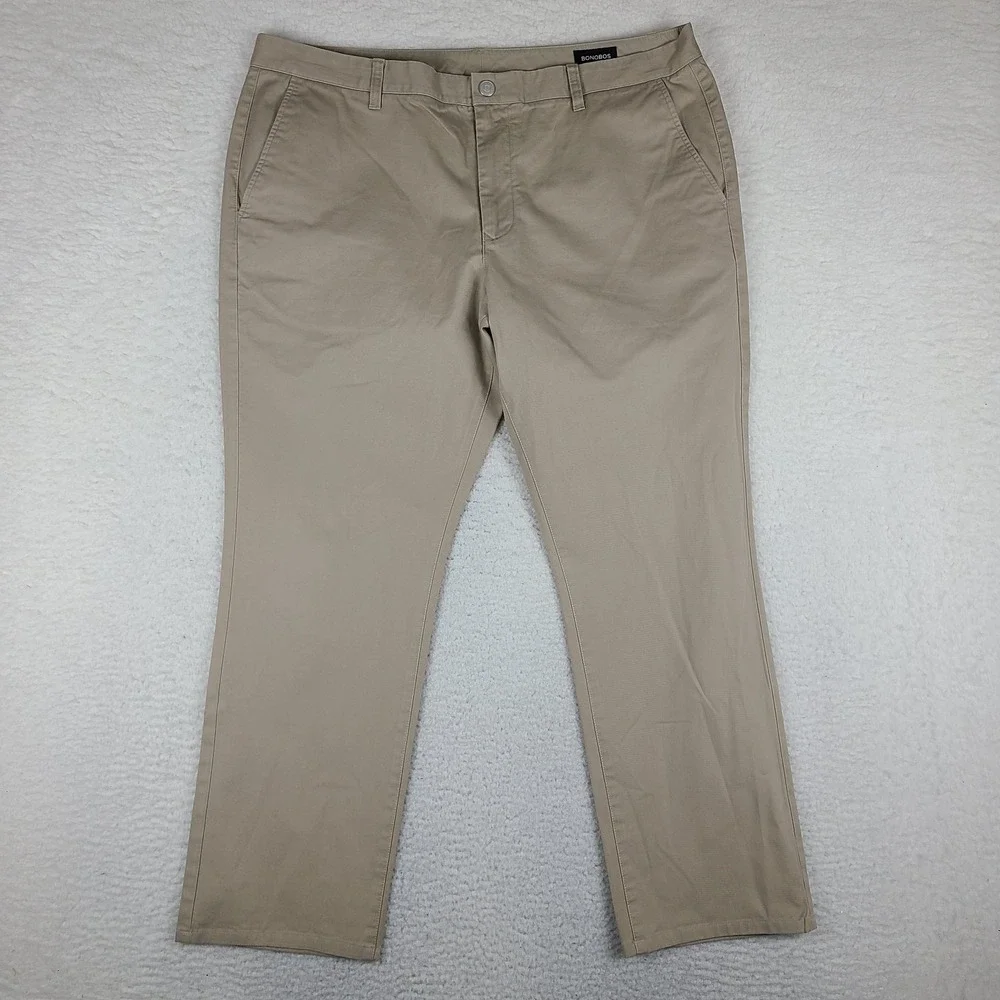 BONOBOS Pants Mens 40x30 Beige Slim Chino Khakis HEMMED